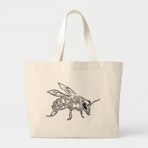 Grand Tote Bag Animal tribal surréaliste de totem d'abeille de