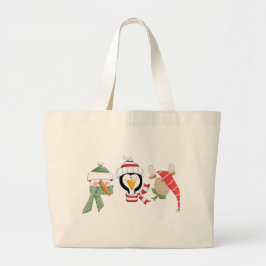 Grand Tote Bag Animaux de trio de Noël