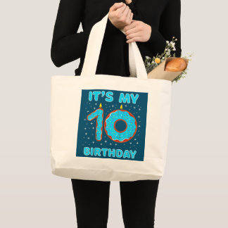 Grand Tote Bag Anniversaire de enfant 10 ans 10e anniversaire fil