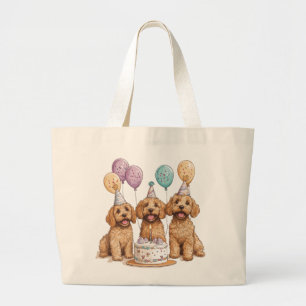 Grand Tote Bag Anniversaire Goldendoodle Chiens Anniversaire Gâte