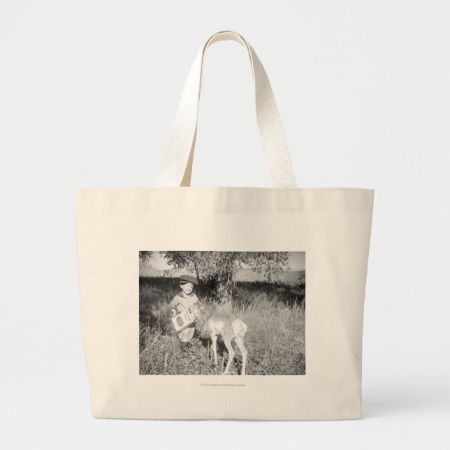 Grand Tote Bag Antilope de alimentation de garçon à la main (Devant)
