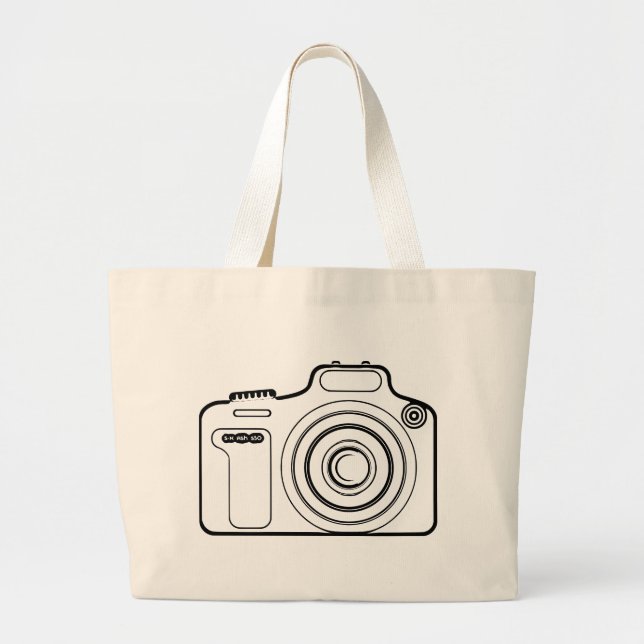 Grand Tote Bag Appareil photo noir et blanc (Devant)