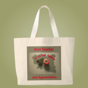 Grand Tote Bag Appréciation de l'enseignant Red Apple