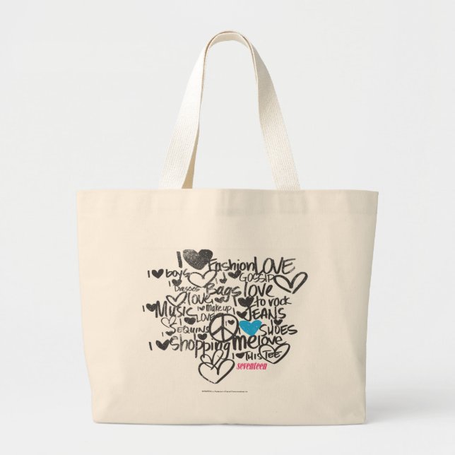 Grand Tote Bag Aqua de graffiti (Devant)