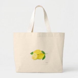 Grand Tote Bag Aquarelle de citron jaune