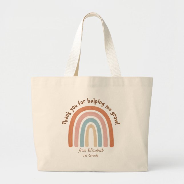 Grand Tote Bag Aquarelle moderne Rainbow Teacher Merci - (Devant)