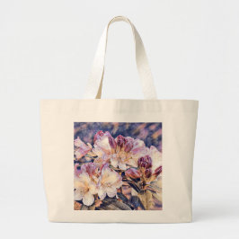Grand Tote Bag Aquarelle peinte d'une fleur d'azée violette