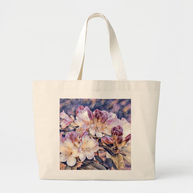 Grand Tote Bag Aquarelle peinte d'une fleur d'azée violette (Devant)
