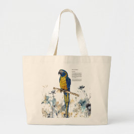 Grand Tote Bag Aquarelles Macaw en voie de disparition