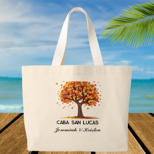 Grand Tote Bag Arbre d'automne personnalisé Mariage Bienvenue des
