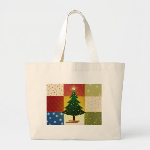 Grand Tote Bag Arbre de Noël de patchwork