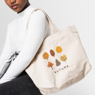 Grand Tote Bag Arbres d'automne minimalistes