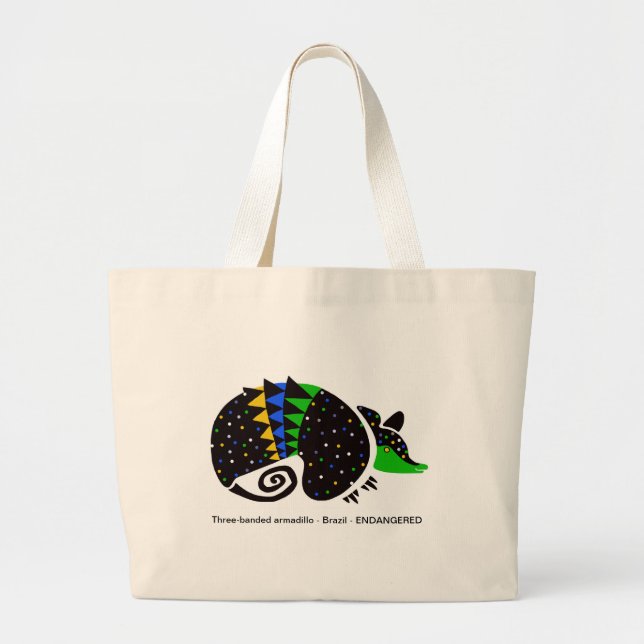 Grand Tote Bag ARMADILLO à trois bandes - Conservation - Écologie (Devant)