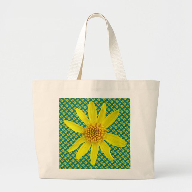 Grand Tote Bag Arnica jaune florale de fleur sauvage (Devant)