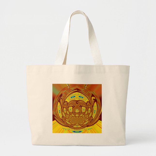 Grand Tote Bag Art de baseball jaune doré Imprimer (Devant)