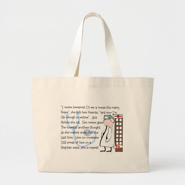 Grand Tote Bag Art d'histoire "d'infirmière retraitée"--Articles (Devant)