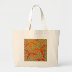 Grand Tote Bag Art en bambou terrestre Imprimer orange