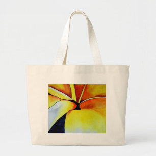 Grand Tote Bag Art jaune tropical d'original de fleur de
