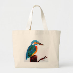 Grand Tote Bag Art Kingfisher coloré