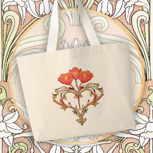 Grand Tote Bag Art Nouveau Floral Artistique Intemporel