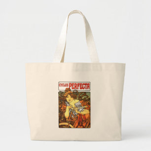 Grand Tote Bag Art Nouveau Vélo Mucha Art