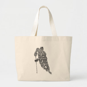Grand Tote Bag Art texte du joueur de hockey