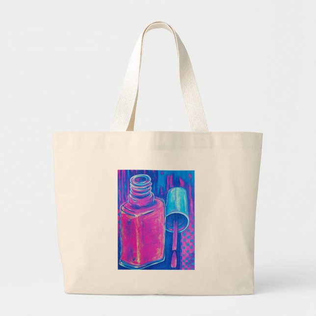Grand Tote Bag Assez dans le vernis à ongles rose (Devant)