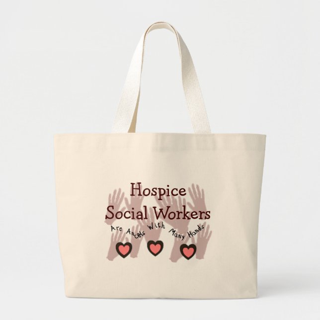 Grand Tote Bag Assistants sociaux d'hospice "anges avec beaucoup (Devant)