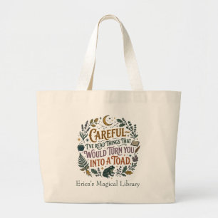 Grand Tote Bag Attention J'ai Lu Des Choses Drôle Citation Crapau