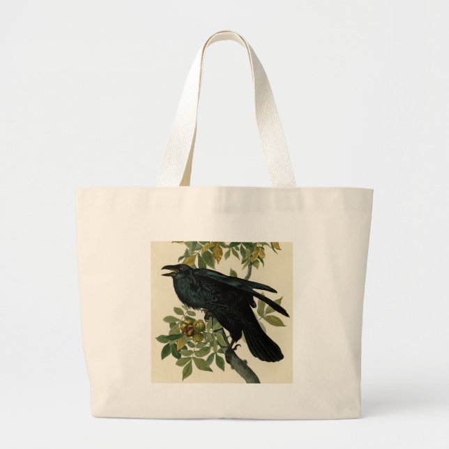 Grand Tote Bag Audubon Raven Oiseau classique (Devant)