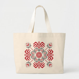 Grand Tote Bag Auseklis letton Médaillon géométrique d'art pop