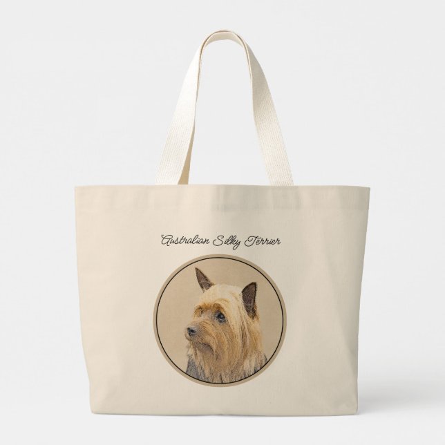 Grand Tote Bag Australian Silky Terrier Peinture Original Chien A (Dos)