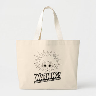 Grand Tote Bag Avertissement ! Haute Tension, Faible Patience, Pa