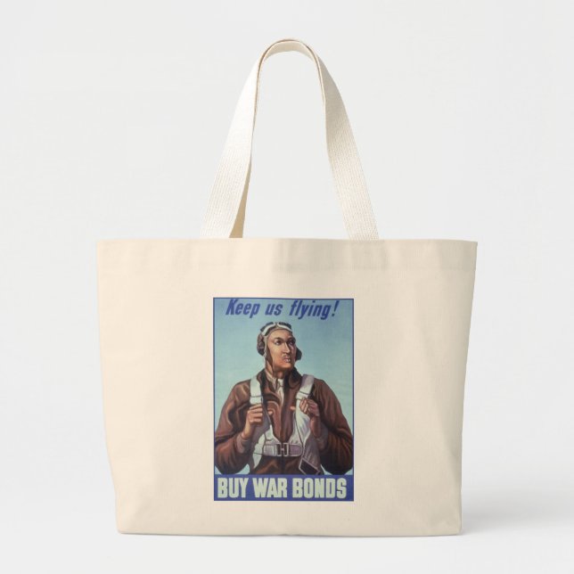 Grand Tote Bag Aviateurs noirs : Service militaire de combat de 2 (Devant)