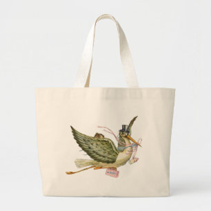 Grand Tote Bag BABY SHOWER FILLE STORL rose blanc