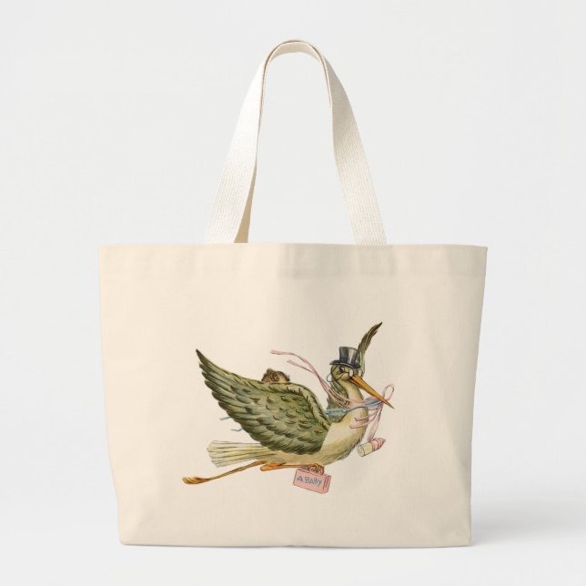 Grand Tote Bag BABY SHOWER FILLE STORL rose blanc (Devant)