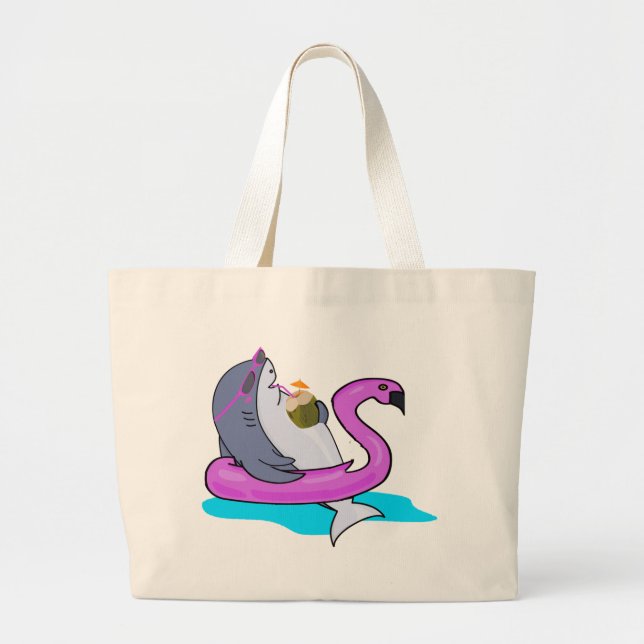 Grand Tote Bag Baignade amusante avec des requins vacances week e (Devant)