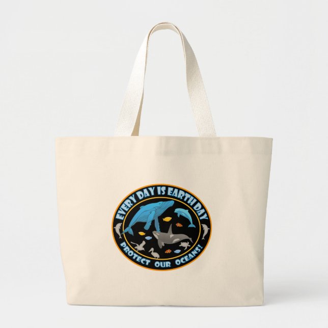 Grand Tote Bag Baleines et dauphins (Devant)