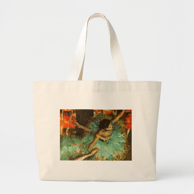 Grand Tote Bag Ballerina Dance Green Dancer Edger Degas Peinture (Devant)