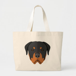 Grand Tote Bag Bande dessinée adorable de rottweiler