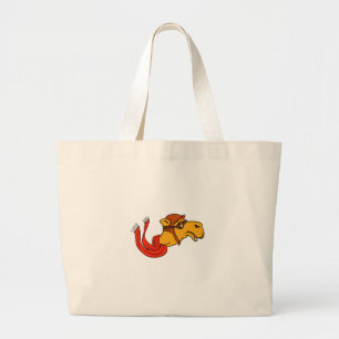 Grand Tote Bag Bande dessinée d'écharpe de lunettes de chameau