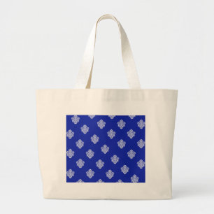 Grand Tote Bag baroque, royal, bleu, ornements, motif, texture