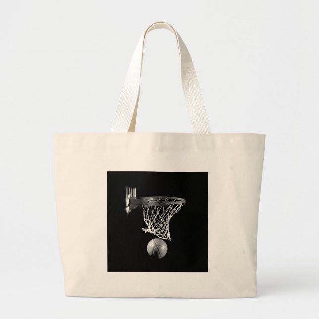 Grand Tote Bag Basket-ball noir et blanc (Devant)