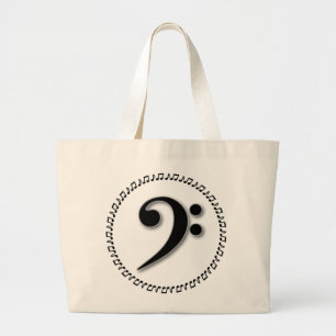 Grand Tote Bag Bass Clef Music Note Design