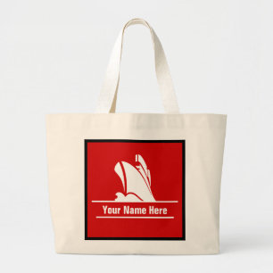 Grand Tote Bag Bateau de croisière personnalisé en rouge