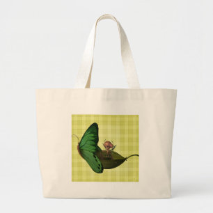 Grand Tote Bag Bateau Fée Vérifications Jaunes