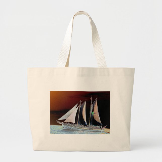 Grand Tote Bag Bateaux sous voile (Devant)