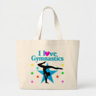 GRAND TOTE BAG BEAU BLEU J'ADORE GYMNASTICS DESIGN