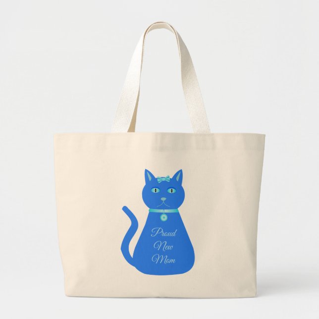 Grand Tote Bag Bébé bleu mignon chat Personnalisé Fier nouvelle m (Devant)