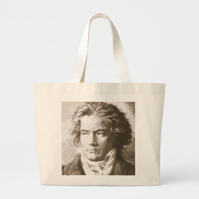 Grand Tote Bag Beethoven À Sepia (Devant)